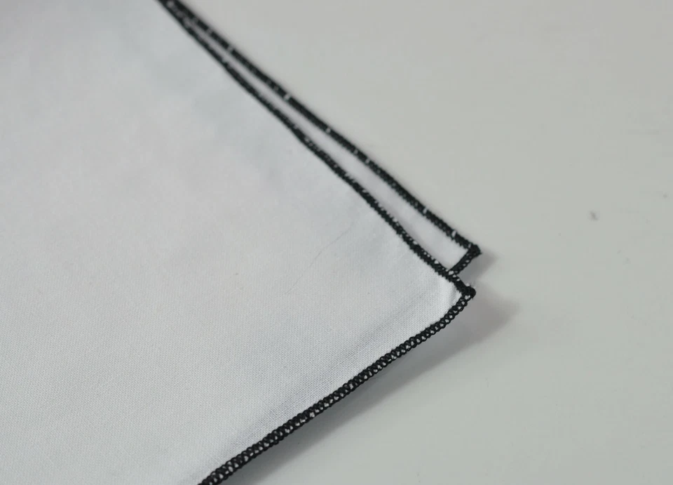 Men Black + White 100% Cotton Formal pocket square Handky Handkerchiefs - Imagem 3 de 4