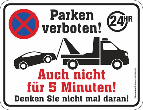 Metal sign 17 x 22 cm, parking prohibited 24HR, advertising sign frameless® art. 3852