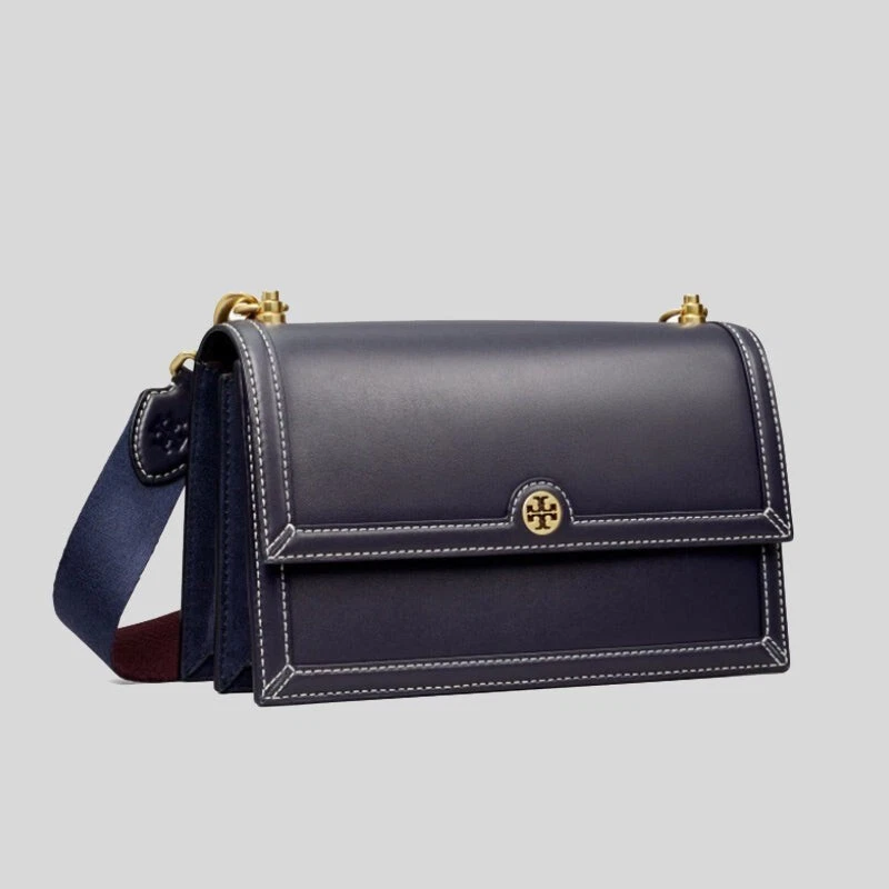 Tory Burch T Monogram Leather Shoulder Bag - Midnight ( Origin $548 )