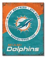 Miami Dolphins AFC East Tin Metal Sign Man Cave Garage Bar 12.5 X 16 Inch