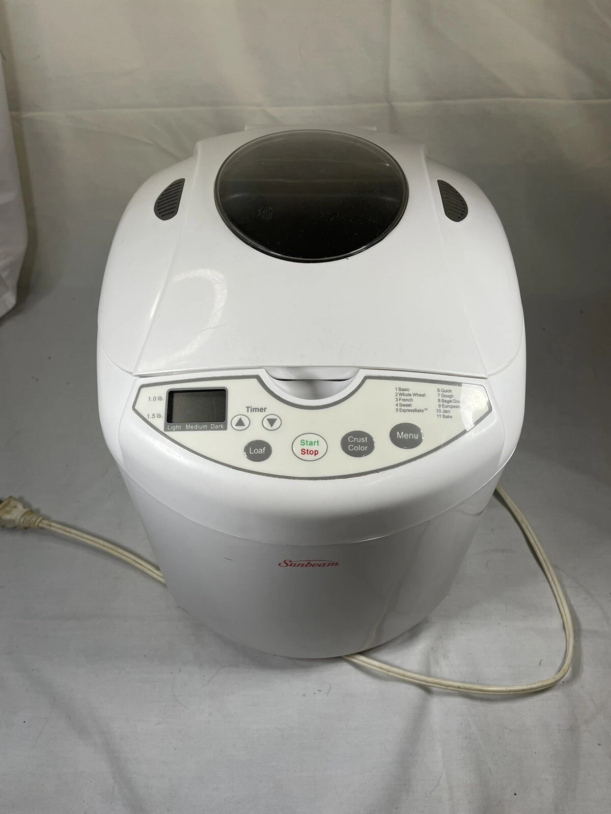 Sunbeam Bread Maker Machine Model # 5890- Makes 1-1.5 Lbs Power Tested