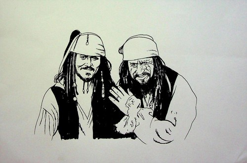 Fluch der Karibik Johnny Depp McGarry 2024 Hand Inked Pinup Art 6x9 - Bild 1 von 3