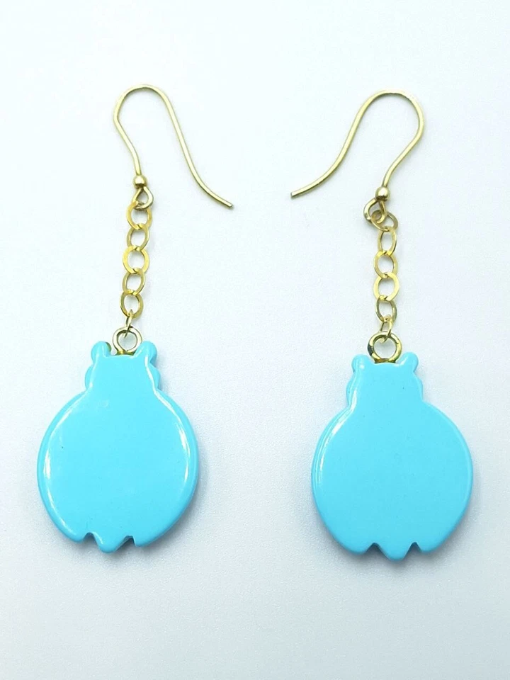 Orecchini pendenti Turchese In Argento 925 Placcato In ORO GIALLO Dorati - Immagine 3 di 4