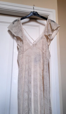 Primark Rita Ora Cream White Ruffle Lace Maxi Dress L UK 14-16 NWT | eBay UK