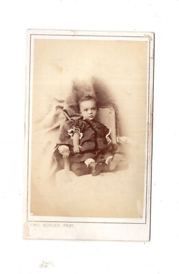 Emil Bühler CDV Foto Niedlicher kleiner Junge - Mannheim um 1870