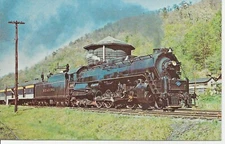 Reading 2102 Filling the Tender from the Water Tank at Marlington, WV --POSTCARD