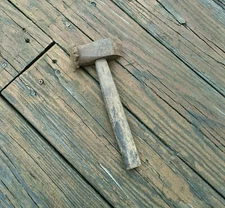 Primitive Wooden Handle Metal Hammer Heavy Carpentry Decor Farm Barn Cabin Craft