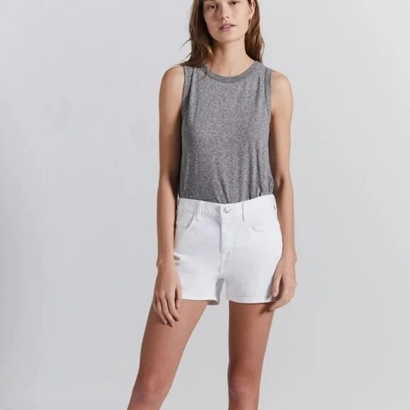 Current Elliott Boyfriend Shorts Cuffed Sugar White Denim Wash Size 26 NWT 178