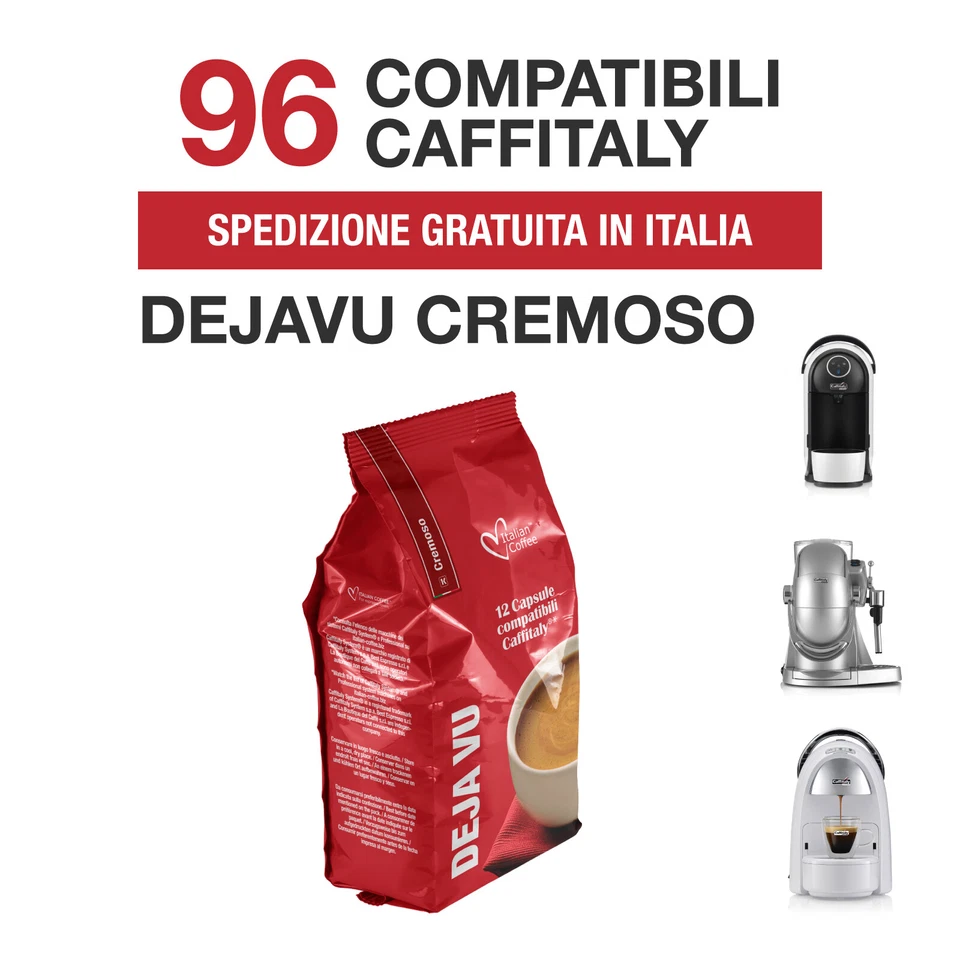 96 Capsule caffè DejaVu Cremoso Italian Coffee compatibili Caffitaly