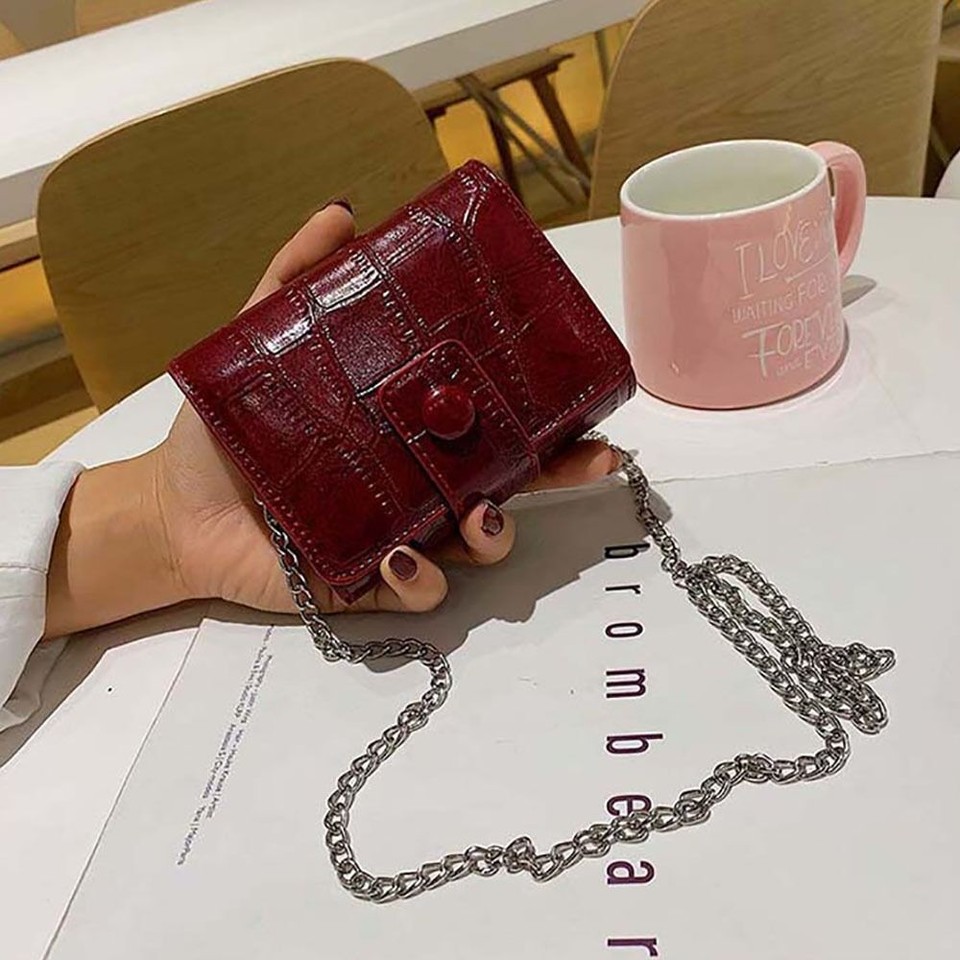 PU Leather Lipstick Pouch With Mirror Shoulder Bag Lipstick Storage