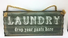 Laundry Sign Retro Plate Door Vintage Metal Poster Wall Tin Plaque Decor