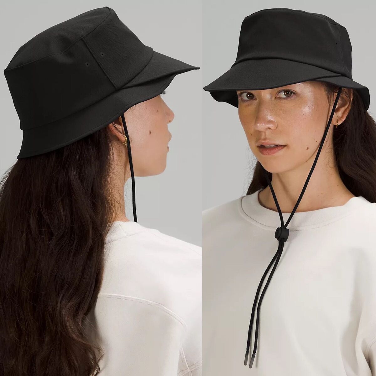 Lululemon Wide Brim Bucket Hat Strap NWT XS/S Black Drawcord Lululemon Wide Brim Bucket Hat Strap NWT XS/S Black Drawcord