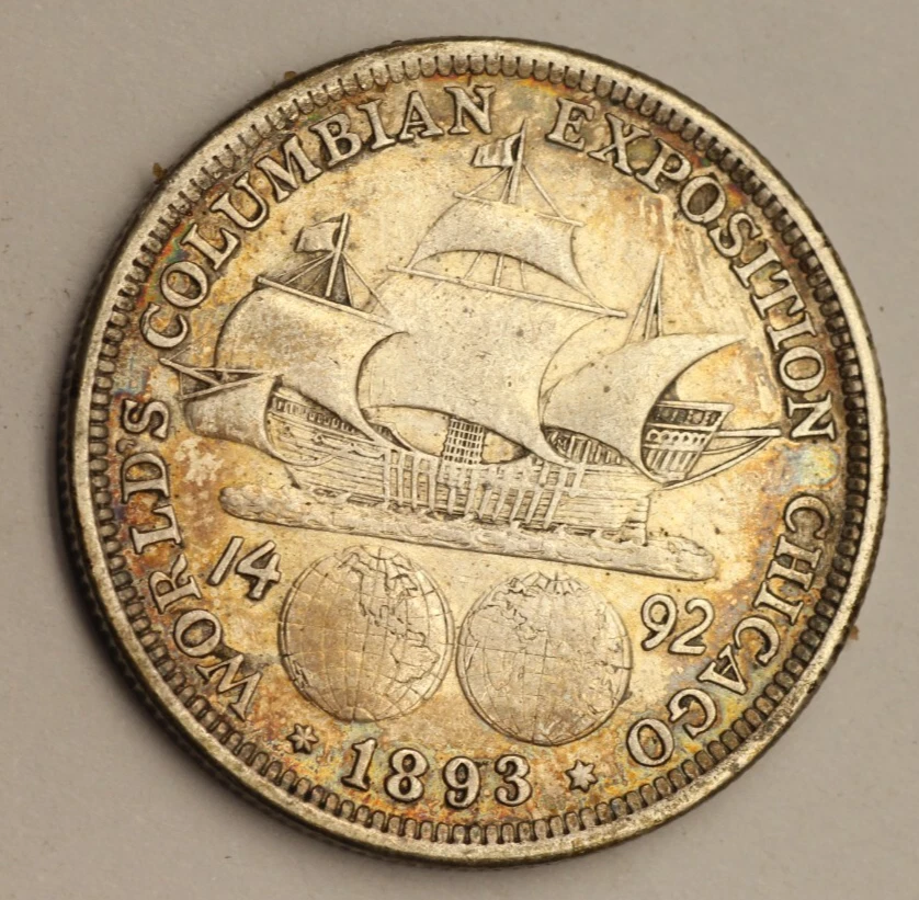 1893 50C Columbian Exposition Half Dollar with Toning - Image 2 of 3