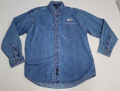 Port Authority Long Sleeve Denim Shirt Size Large VGUC!! Embroidered Logo