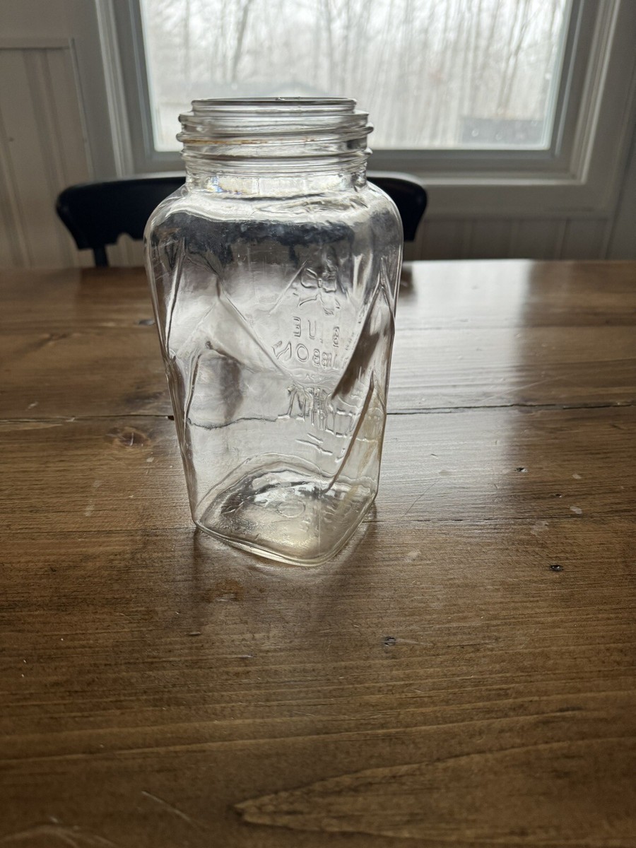 1933 Blue Ribbon Vacuum Packed Coffee Square Quart Glass Jar | eBay