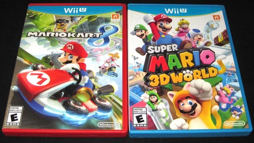 Super Mario 3D World + Mario Kart 8 (Nintendo Wii U) Complete CIB Excellent Lot