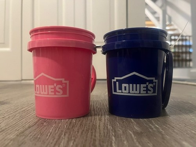 #ad Lowe#x27;s Mini Buckets With Lids 0.42 Quart BPA Free Blue amp; Pink Set 2 Brand new $9.49