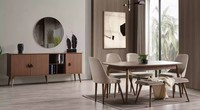 Esszimmer Holz Esstisch Garnitur Sideboard Spiegel 4X StüHle Set 8Tlg.