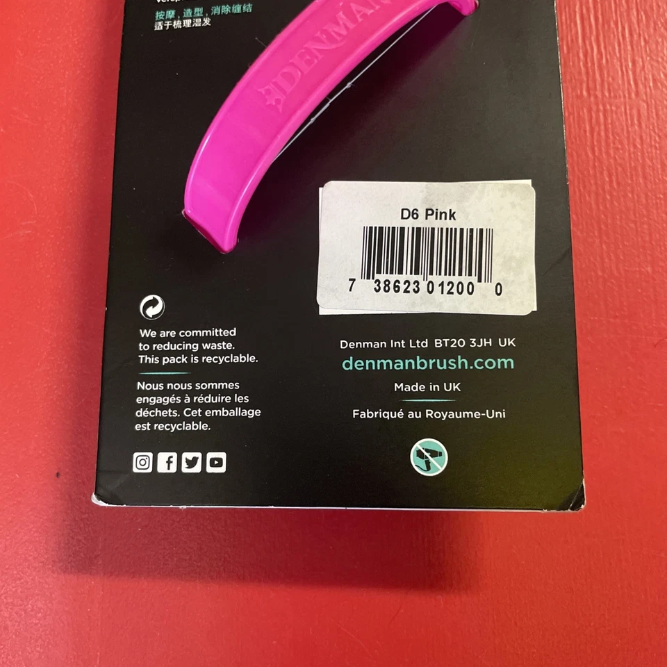 CEPILLO DENMAN D6 ORIGINAL BE BOP MASAJEADOR DE CUERO CABELLUDO Y CEPILLO DE DUCHA Rosa ~ NUEVO Foto 3 de 3