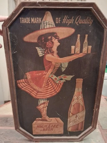 Miller Highlife Beer Sign Senorita Vintage