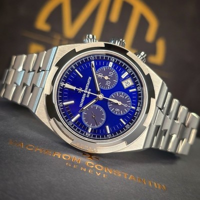 VACHERON CONSTANTIN OVERSEAS 5520V 42.5MM CHRONO STEEL BLUE DIAL WARRANTY B&P