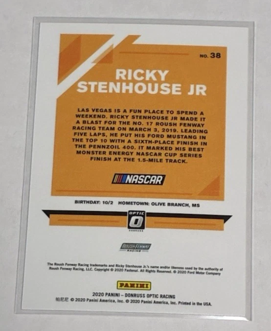 2020 Donruss #38 Ricky Stenhouse Jr. Optic Holo Racing Insert - Image 2 of 2
