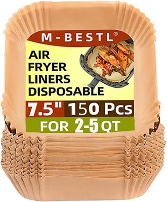 7.5 Inch Air Fryer Parchment Paper Liners Square,150 Pcs Non-Stick &Oil-Proof Ai