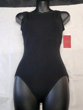 Capezio Tank Leotard Ballet Legline Black High-Round Neckline High Back SZ. LA