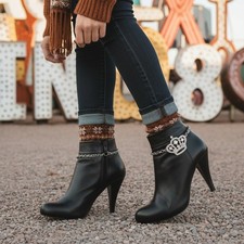 Women Silver Metal 2PCS Boot Chain Bracelets Shoe Anklet Crown Queen Charm Y2K