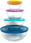 Pyrex Glass Sculpted Mixing Bowls (MISSING YELLOW LID)