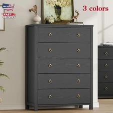 5 Drawers Dresser Chest Clothes Storage Cabinet Wood Bedroom Dresser TV Stand