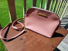 Steve Madden BMaggie Dome Crossbody Purse Pink With Gold Hardware Faux Leather