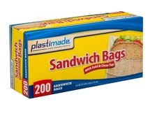 Disposable Plastic Sandwich Bags With Fold Close Top 200 Bags, Great For Home...