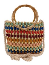 ZARA Korbtasche Klein Damen Tasche blau-rot-creme Casual-Look