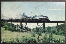 Postcard Southern 630 & 4501 on Old Virginia Train Track Bridge Lynchburg VA