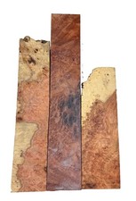 Amboyna Burl 3 Piece Cut-off 6-1/2 To 10 x 1-3/4 To 2" x 1/4" v36 Dried