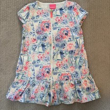 Lilly Pulitzer Girls Swim Cover Up Zip Sz L 8/10 Fireworks Coastal Beach Boat