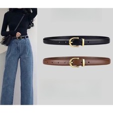 Fashionable PU Leather Belt For Women's Casual for slim Waistband with Pin