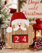 Wooden Santa Christmas Countdown Days Block Calendar Advent Decor NEW