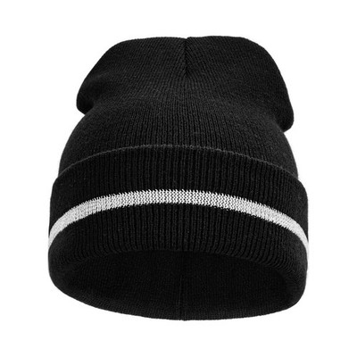 MELASA Unisex Reflective Winter Hat, High Visible Beanies One Size, Black