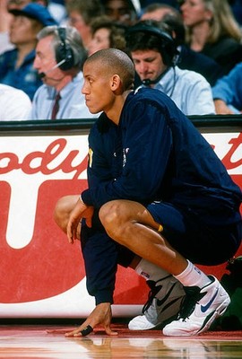 Reggie Miller Indiana Pacers looks on while waiting to come in v t- Old Photo