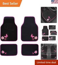 Pink Embroidery Car Floor Mats - Universal Design For 95 Vehicles Pink Embroidery Car Floor Mats - Universal Design For 95 Vehicles