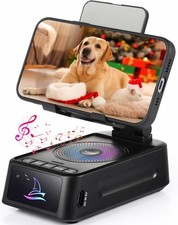 Gifts for Men Women, Cell Phone Stand with Bluetooth Speaker Led Light, black