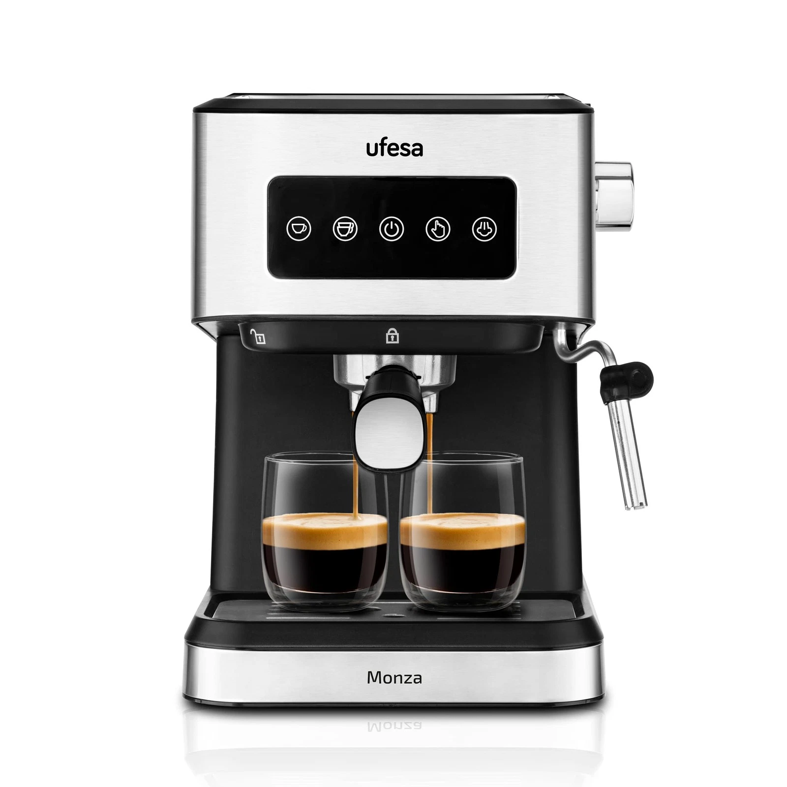 Monza Espresso and Cappuccino Coffee Machine with 20 Bar Pressure, Digital To...