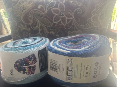 2 Yarnspirations Caron Skinny Cakes  ''Pop Rock'' 18015& Blueberry Pudding 18003