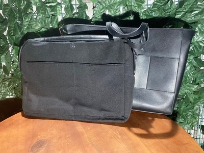 CALPAK Haven Tote Large Black Vegan Leather Women Work Laptop Messenger Bag Clea