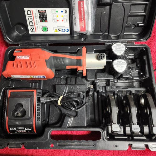 RIDGID RP 241 PRO PRESS TOOL KIT W/ 2 Batts, Charger, 1/2, 3/4, 1 "Jaws