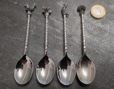 4x Coffee/Tea/Sugar/Jam Spoons. 4 Different Animal Heads on the Spoon Handles.