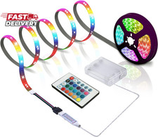 LED Strip with 24 Keys Remote Control, 2M Battery Powered Strip Lights for Party