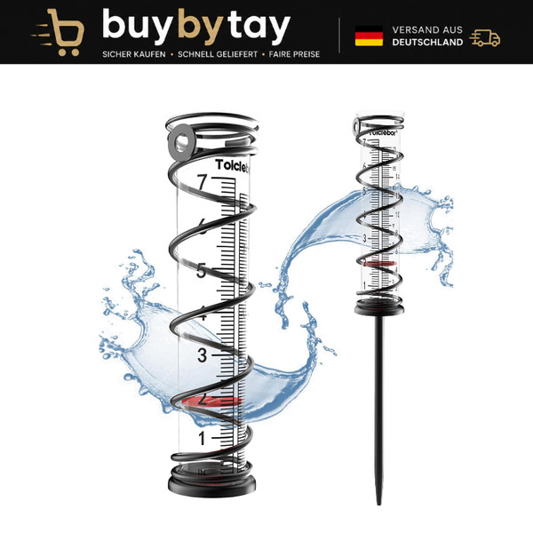 Regenmesser Glas Mit MetallstäNder Wand- Oder Bodenmontage Gut Ablesbar 30Cm-image